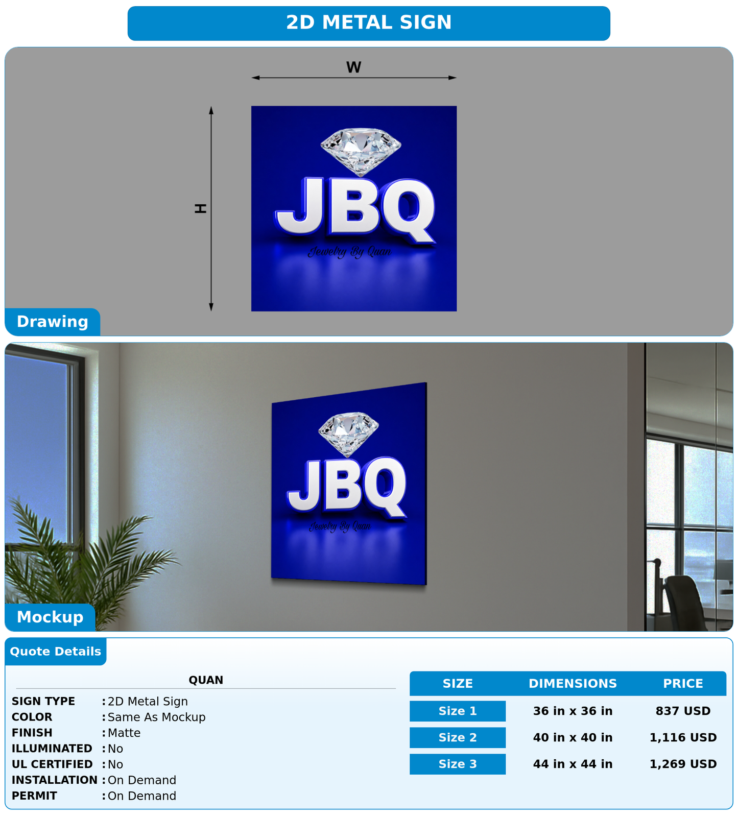 CUSTOM MOCKUP SIGN FOR QUAN