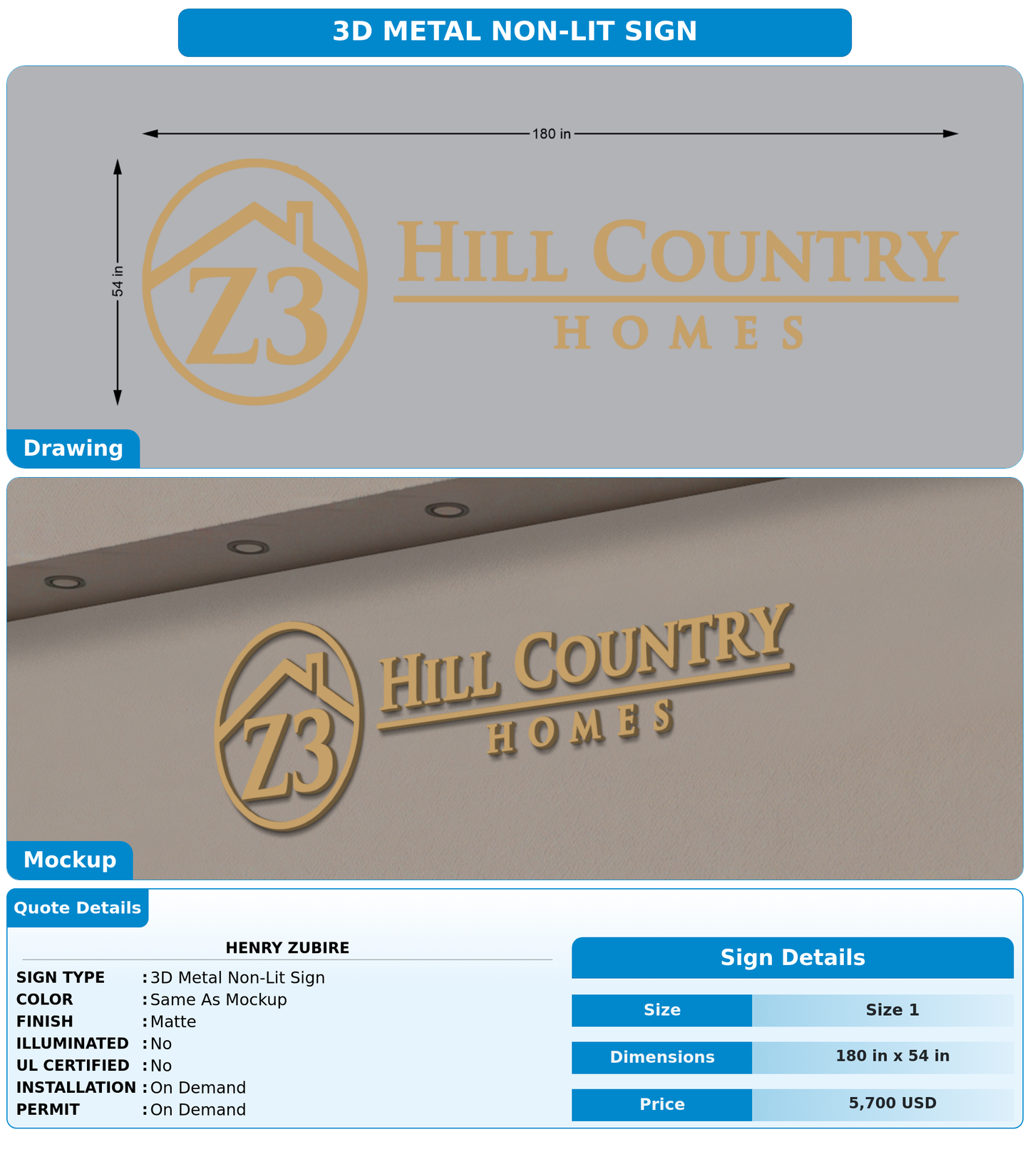 CUSTOM MOCKUP SIGN FOR Henry Zubire
