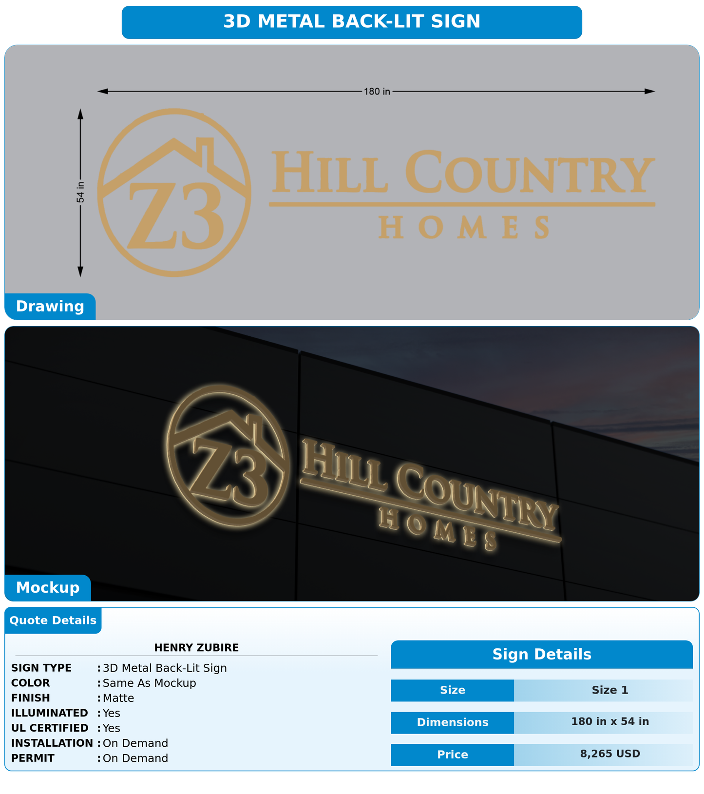 CUSTOM MOCKUP SIGN FOR Henry Zubire