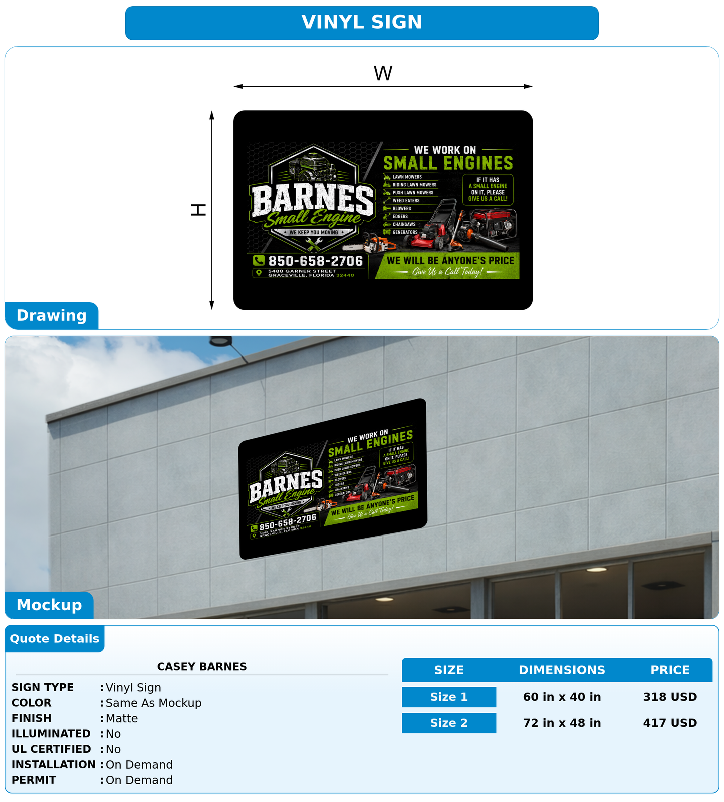 CUSTOM MOCKUP SIGN FOR Casey Barnes