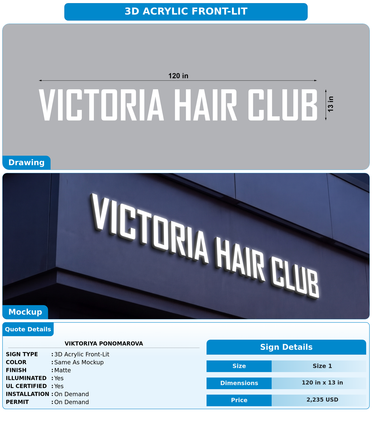 CUSTOM MOCKUP SIGN FOR VIKTORIYA PONOMAROVA