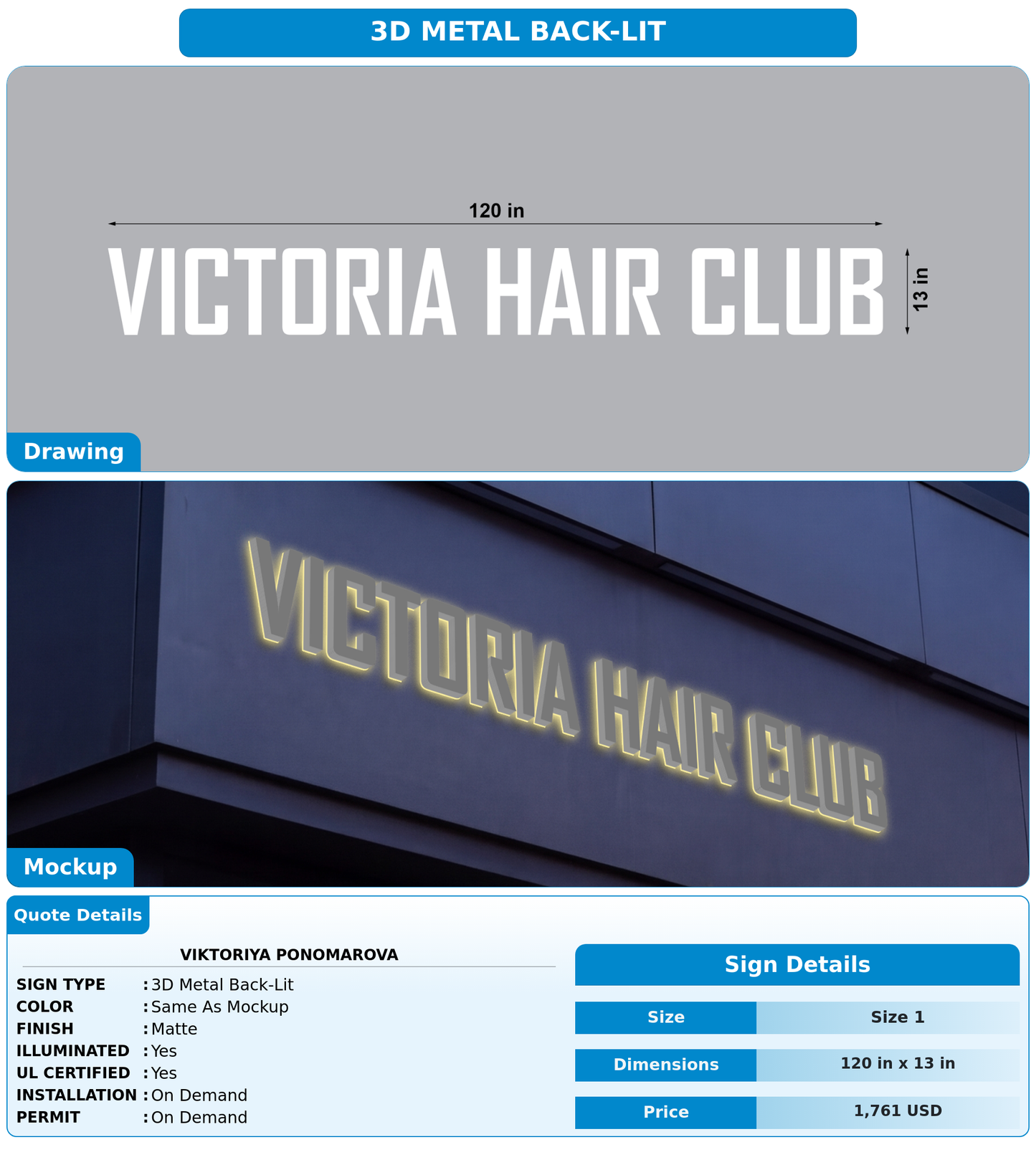 CUSTOM MOCKUP SIGN FOR VIKTORIYA PONOMAROVA