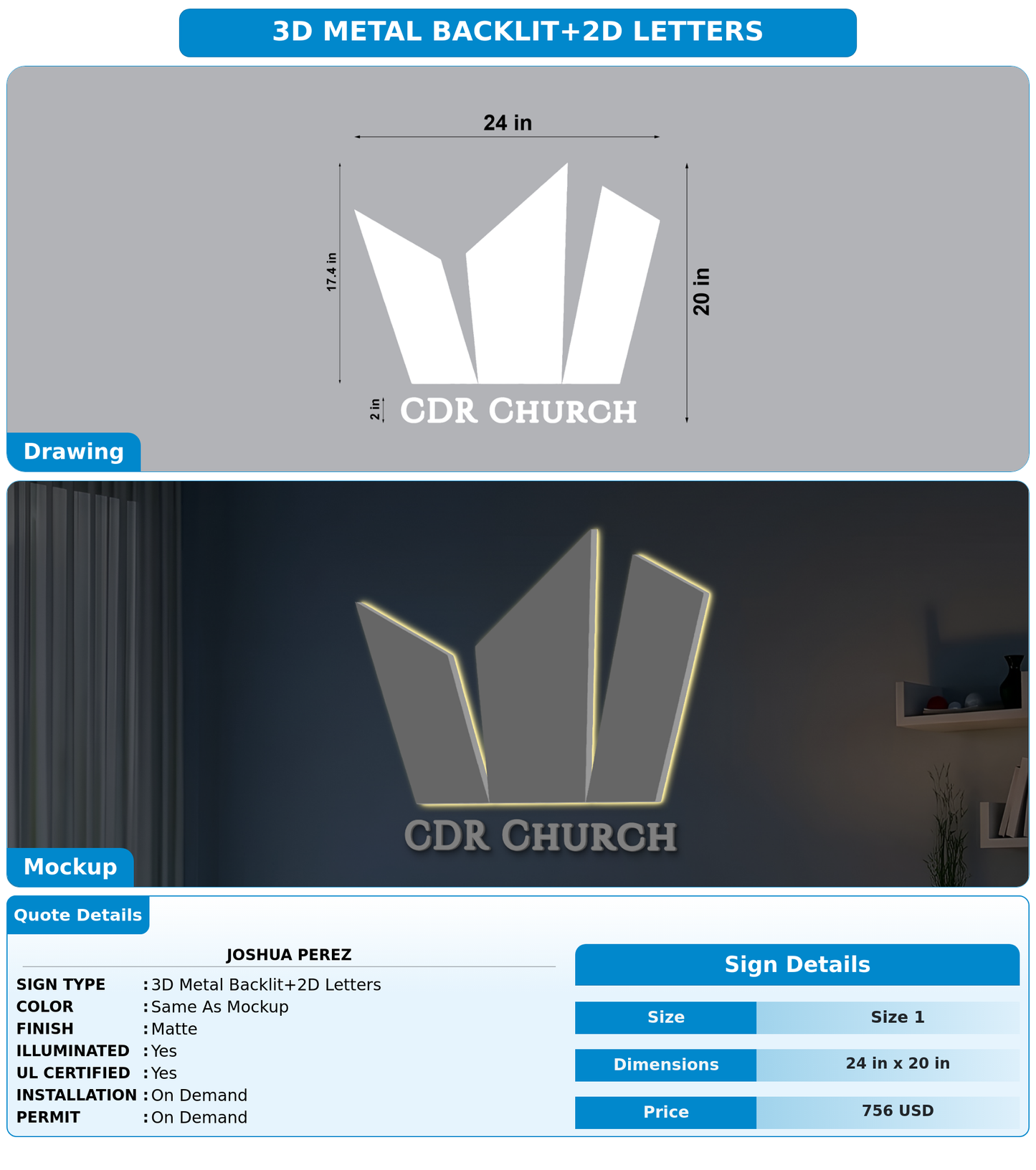 CUSTOM MOCKUP SIGN FOR Joshua Perez