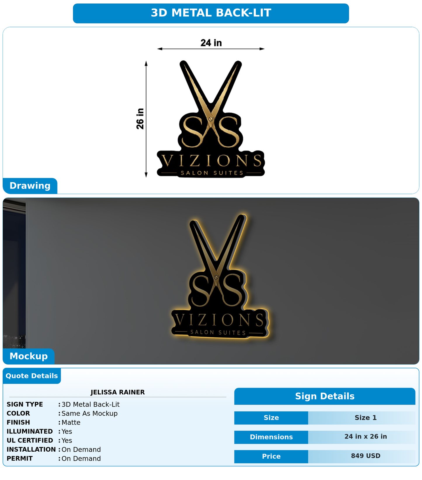 CUSTOM MOCKUP SIGN FOR Jelissa Rainer
