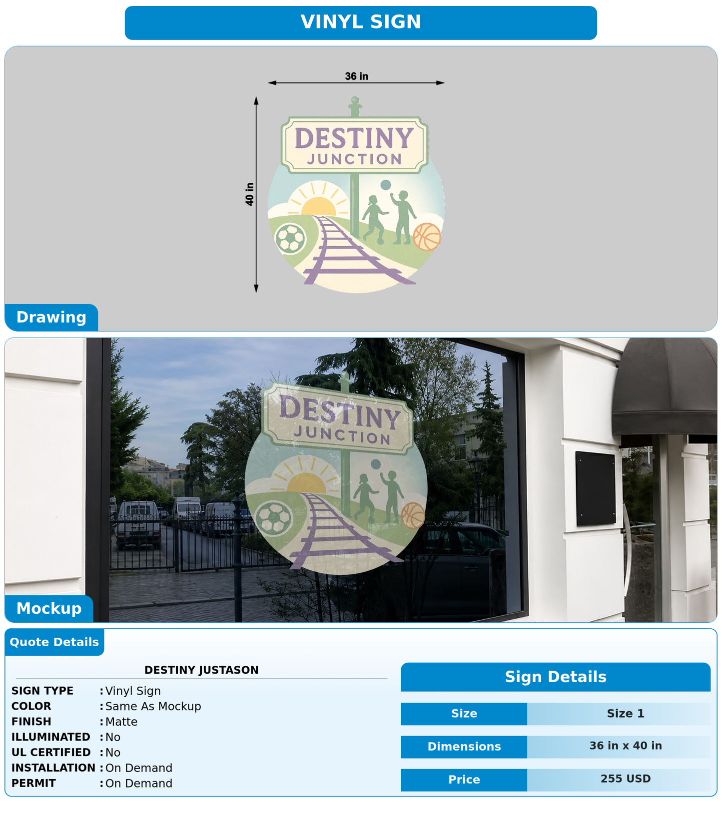 CUSTOM MOCKUP SIGN FOR Destiny Justason