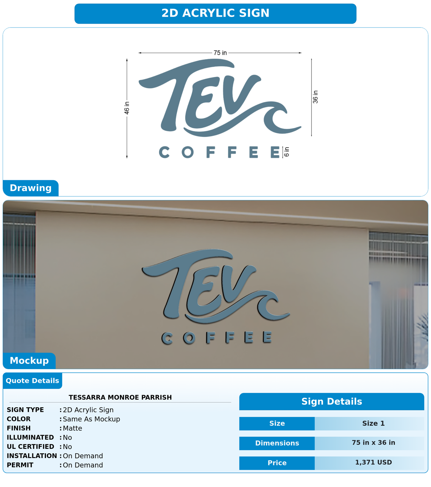 CUSTOM MOCKUP SIGN FOR Tessarra Monroe Parrish