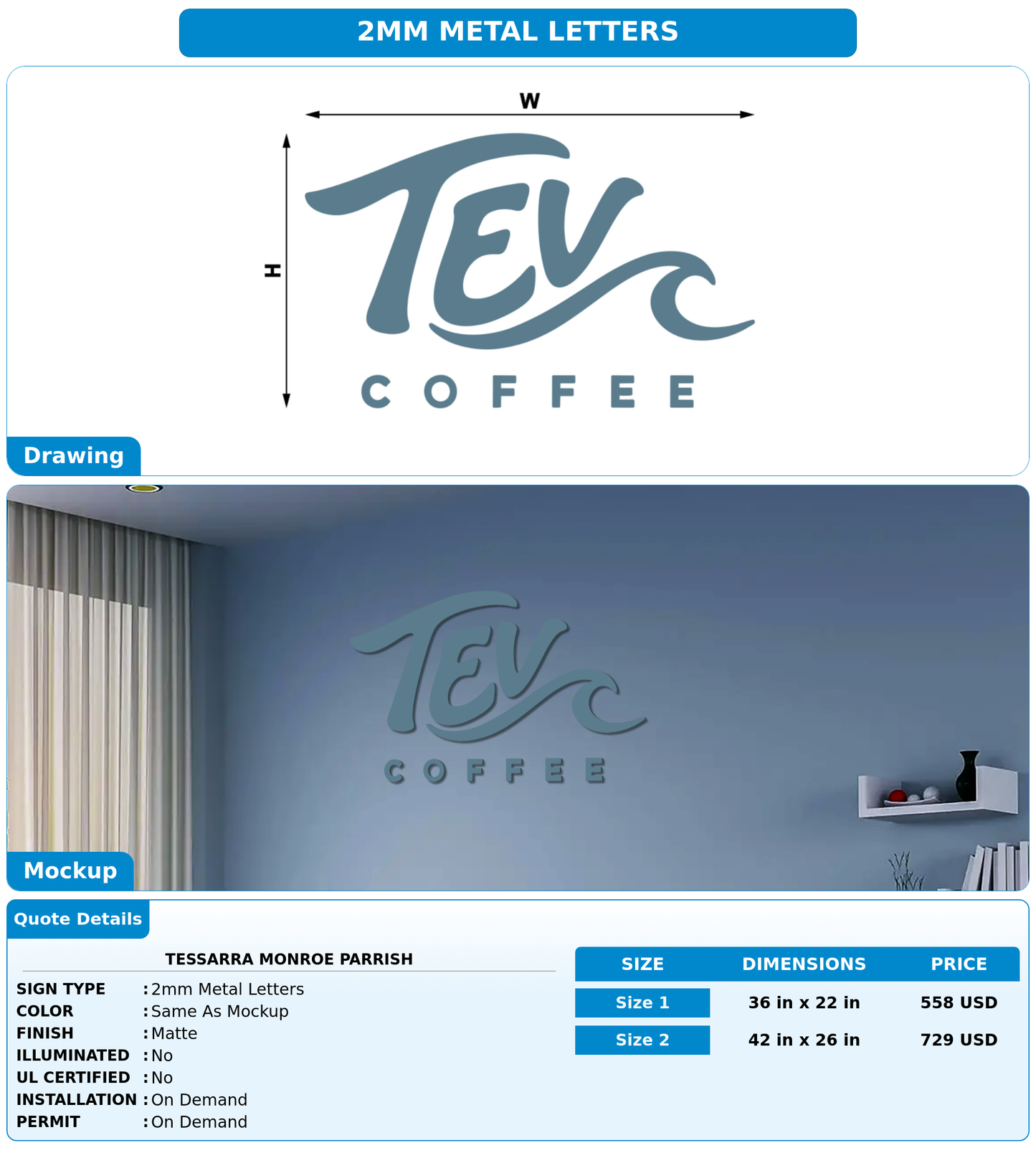 CUSTOM MOCKUP SIGN FOR Tessarra Monroe Parrish