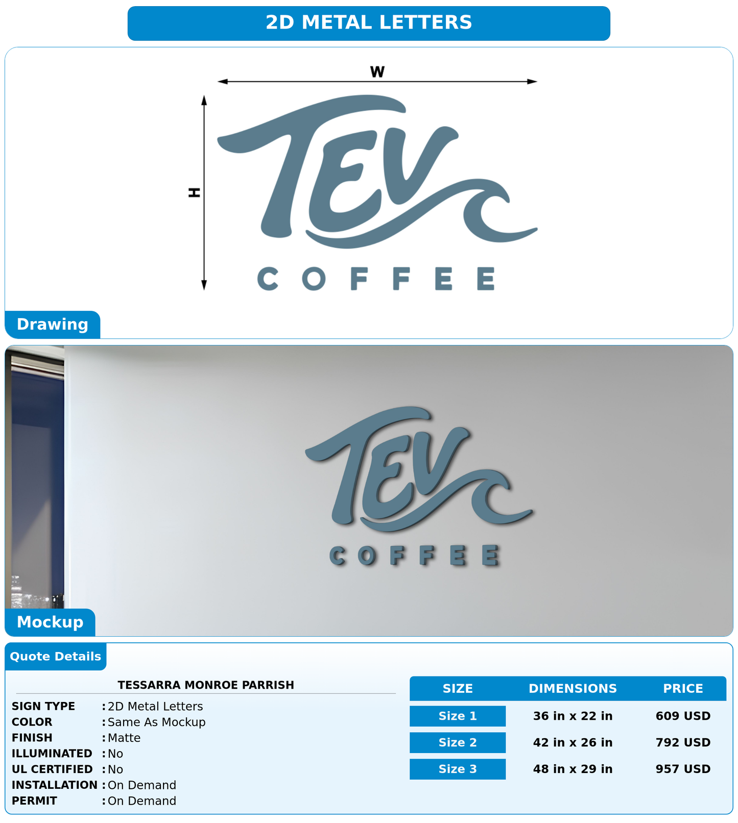 CUSTOM MOCKUP SIGN FOR Tessarra Monroe Parrish