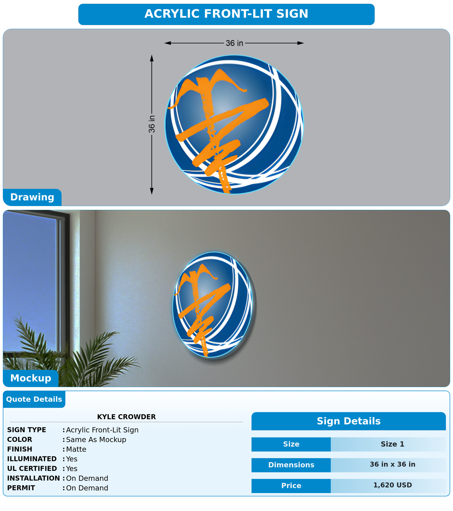 CUSTOM MOCKUP SIGN FOR Kyle Crowder