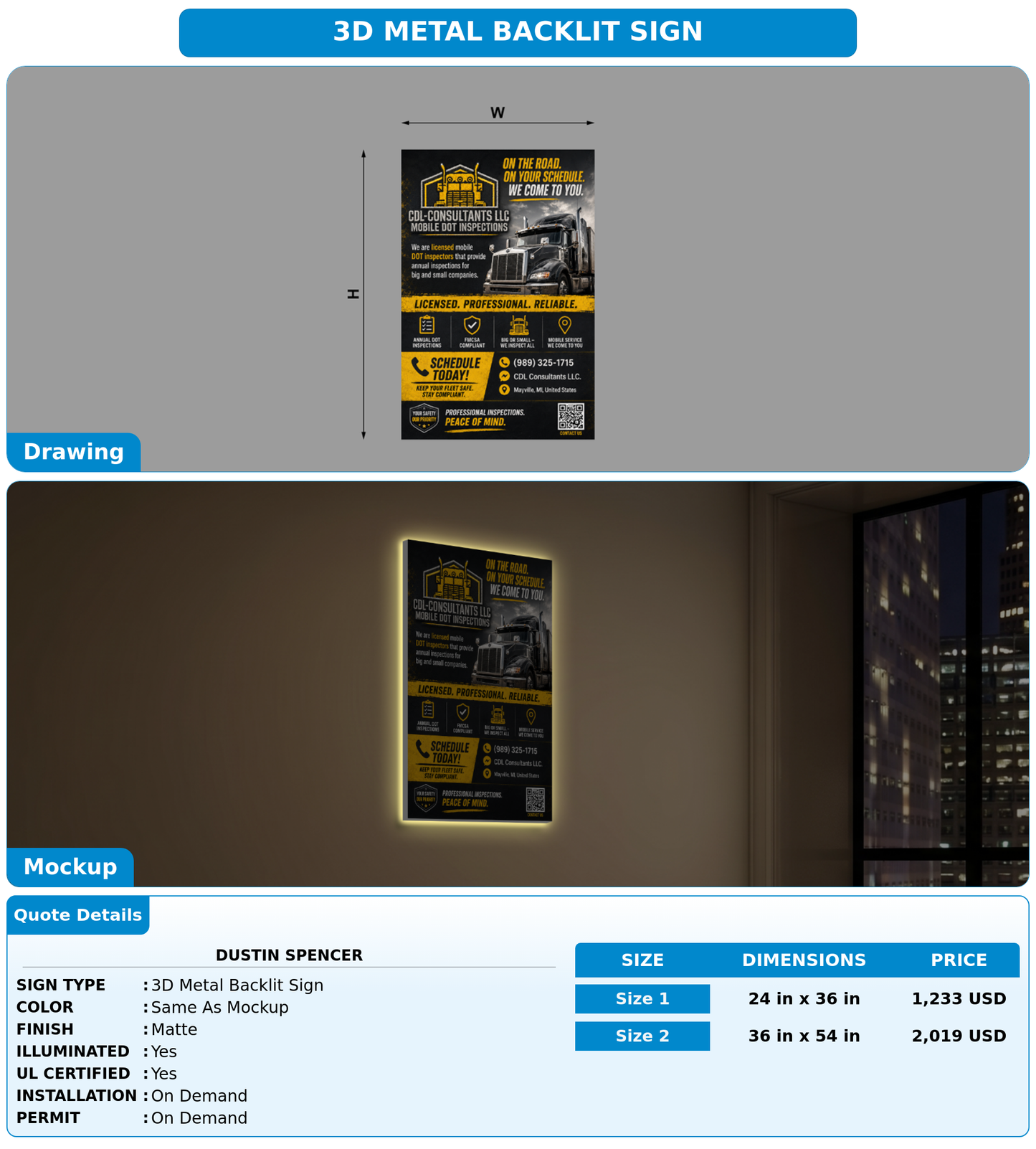CUSTOM MOCKUP SIGN FOR Dustin spencer