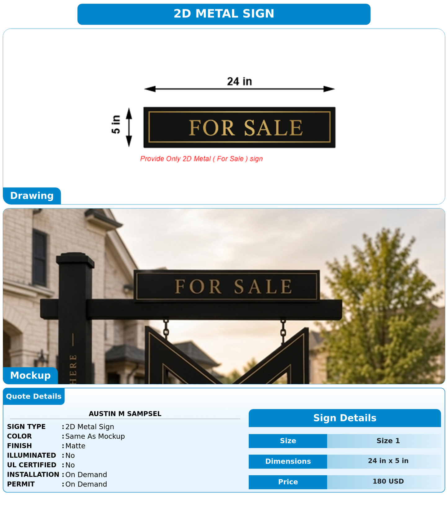 CUSTOM MOCKUP SIGN FOR Austin M Sampsel