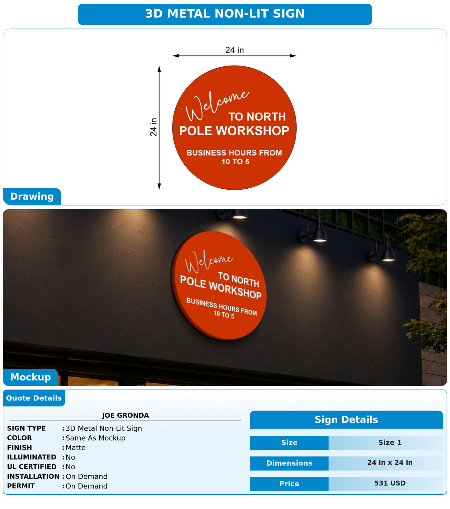 CUSTOM MOCKUP SIGN FOR Joe Gronda
