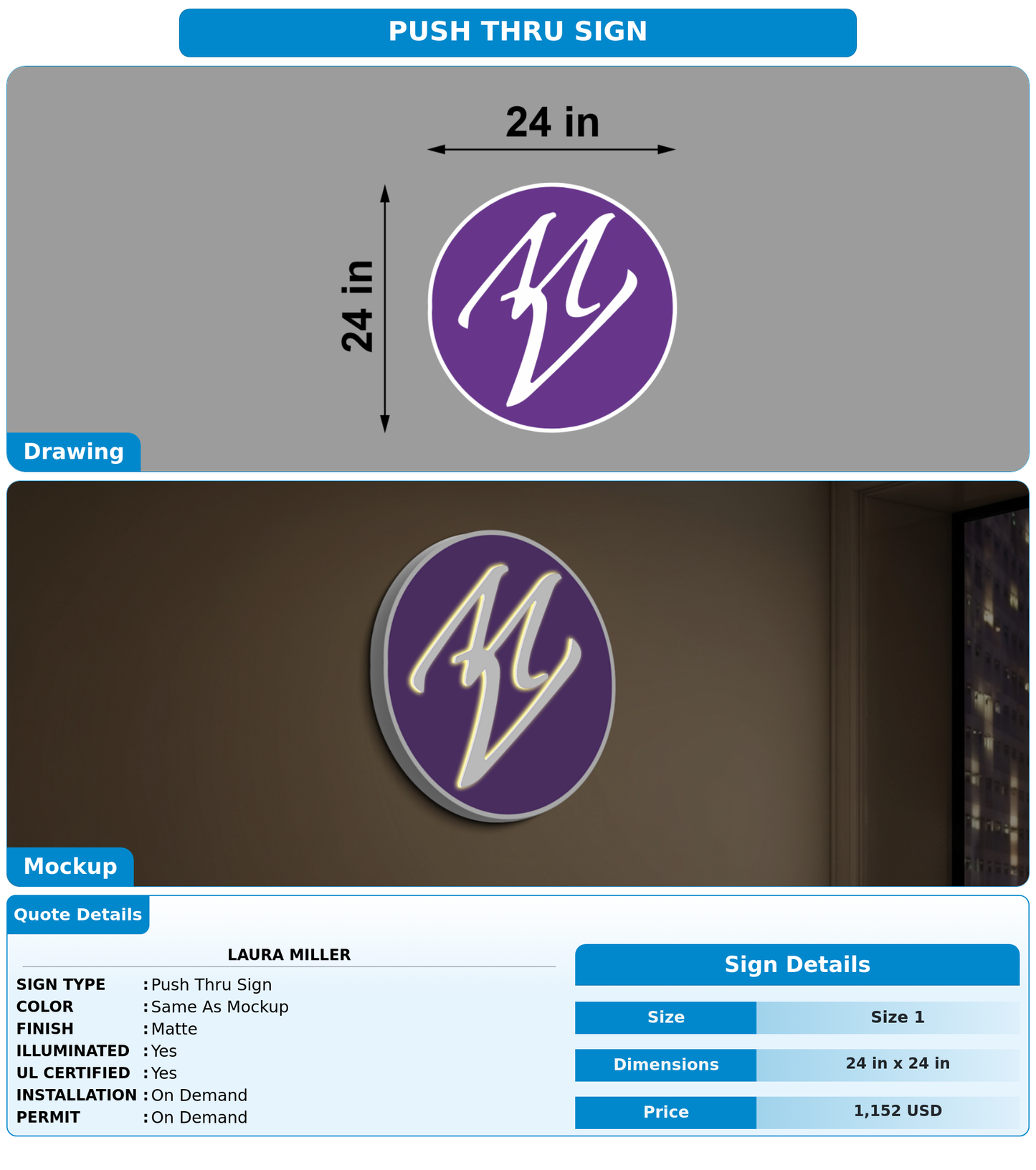 CUSTOM MOCKUP SIGN FOR LAURA MILLER
