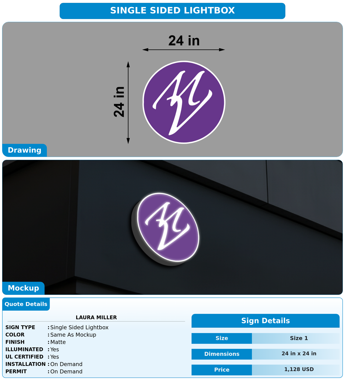 CUSTOM MOCKUP SIGN FOR LAURA MILLER