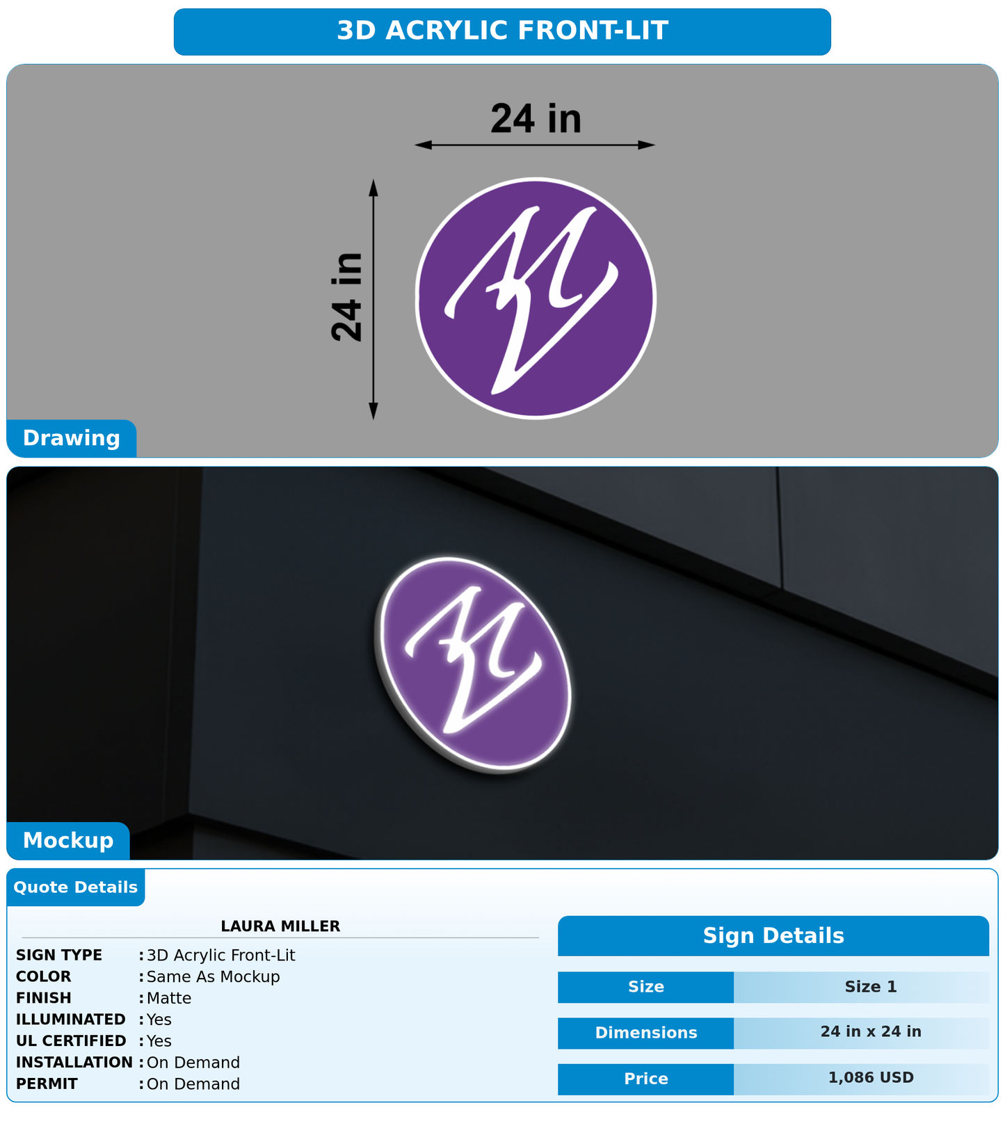 CUSTOM MOCKUP SIGN FOR LAURA MILLER