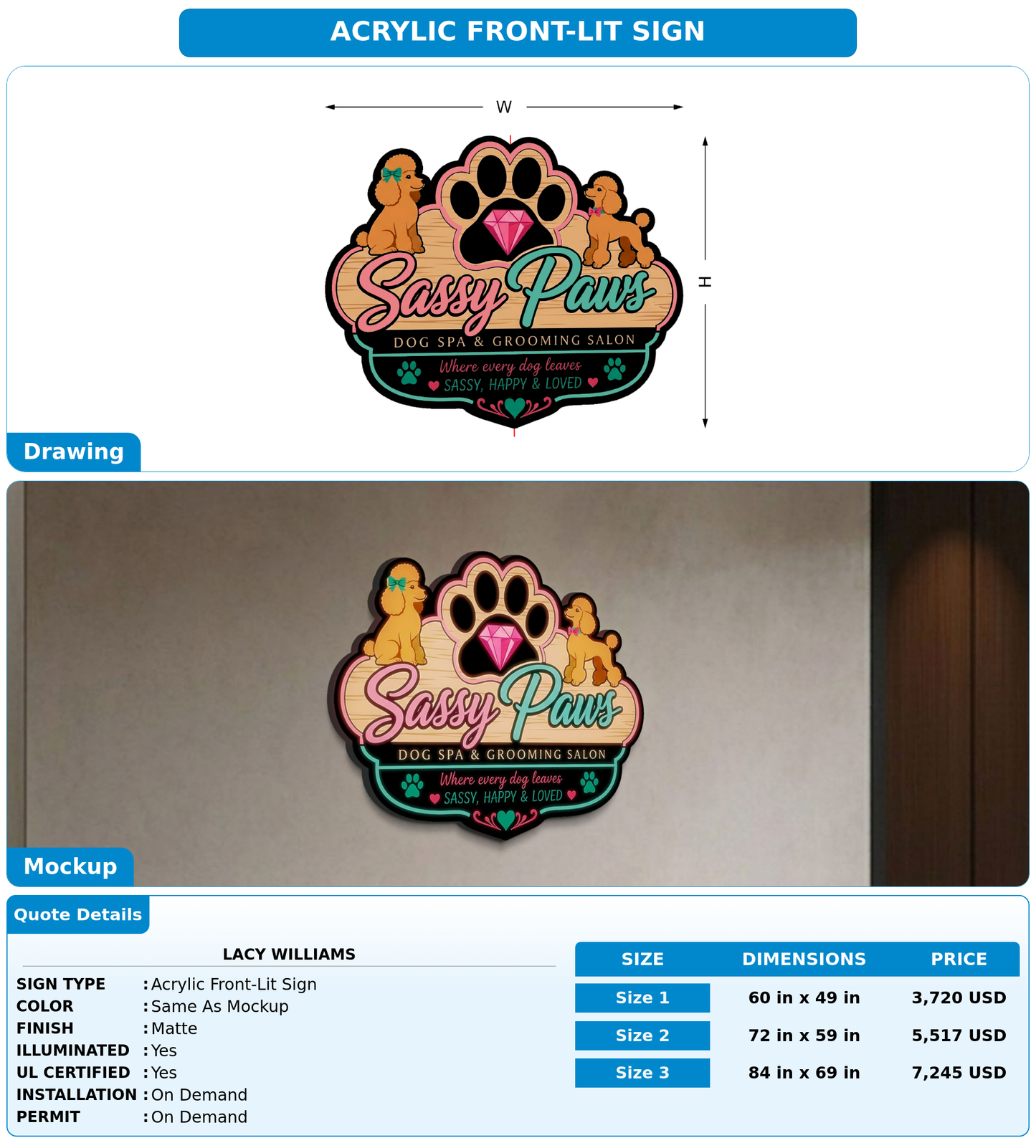 CUSTOM MOCKUP SIGN FOR Lacy Williams