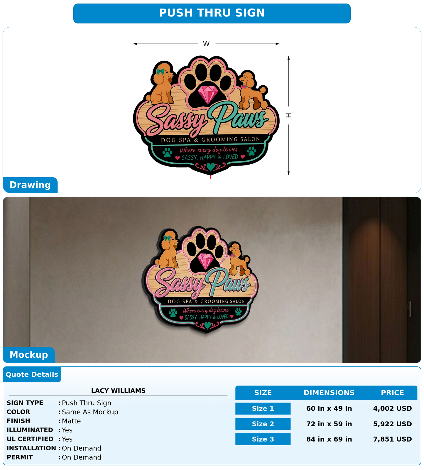CUSTOM MOCKUP SIGN FOR Lacy Williams
