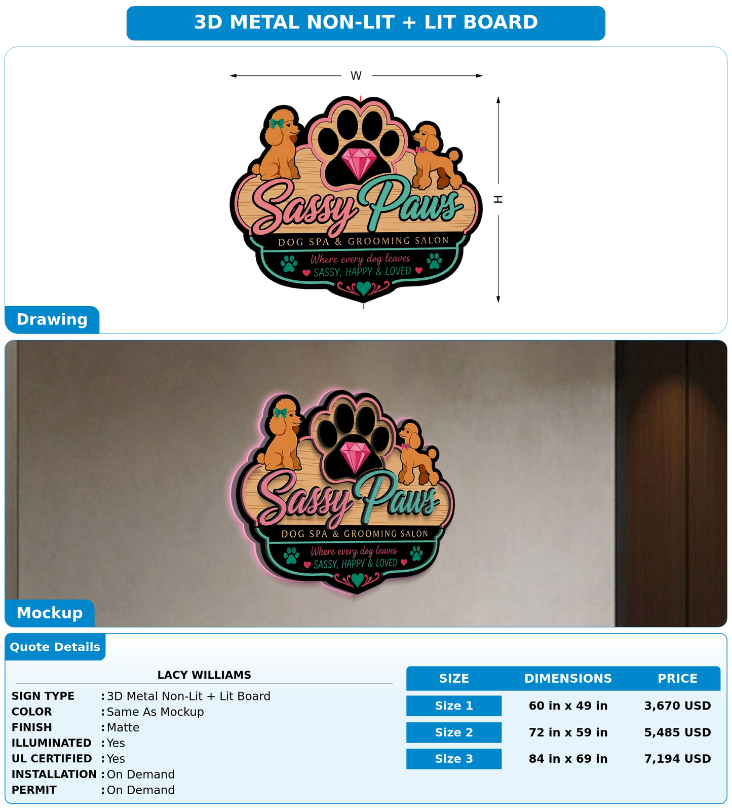 CUSTOM MOCKUP SIGN FOR Lacy Williams