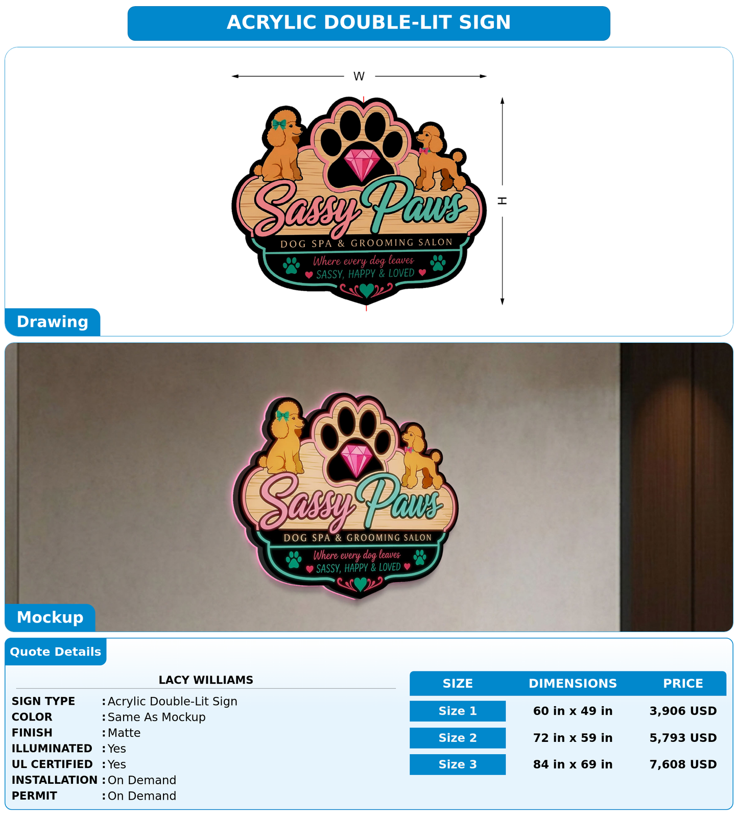 CUSTOM MOCKUP SIGN FOR Lacy Williams