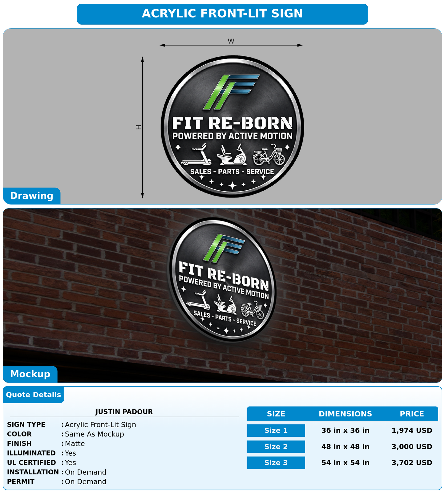 CUSTOM MOCKUP SIGN FOR Justin Padour