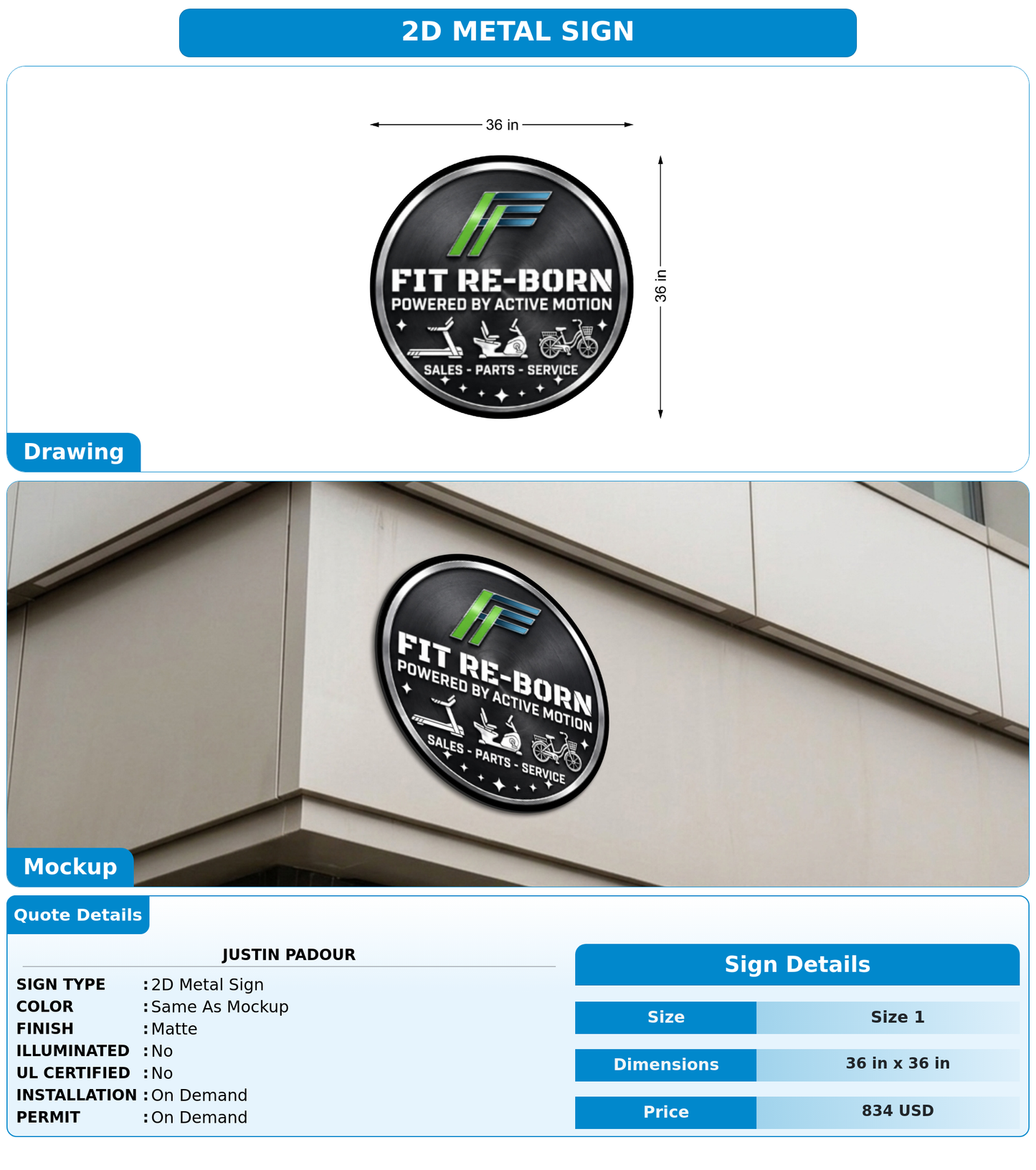 CUSTOM MOCKUP SIGN FOR Justin Padour