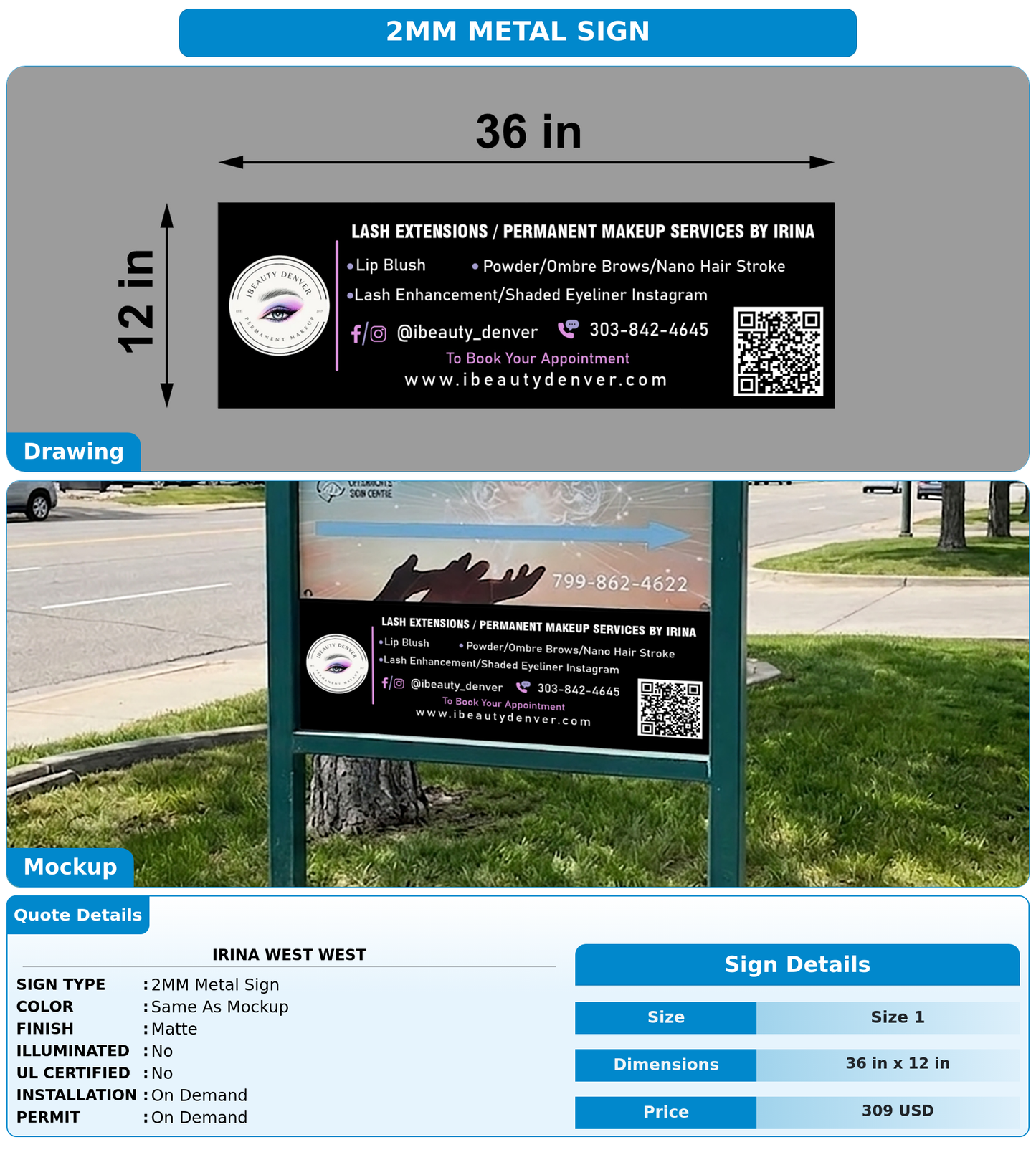 CUSTOM MOCKUP SIGN FOR Irina West West