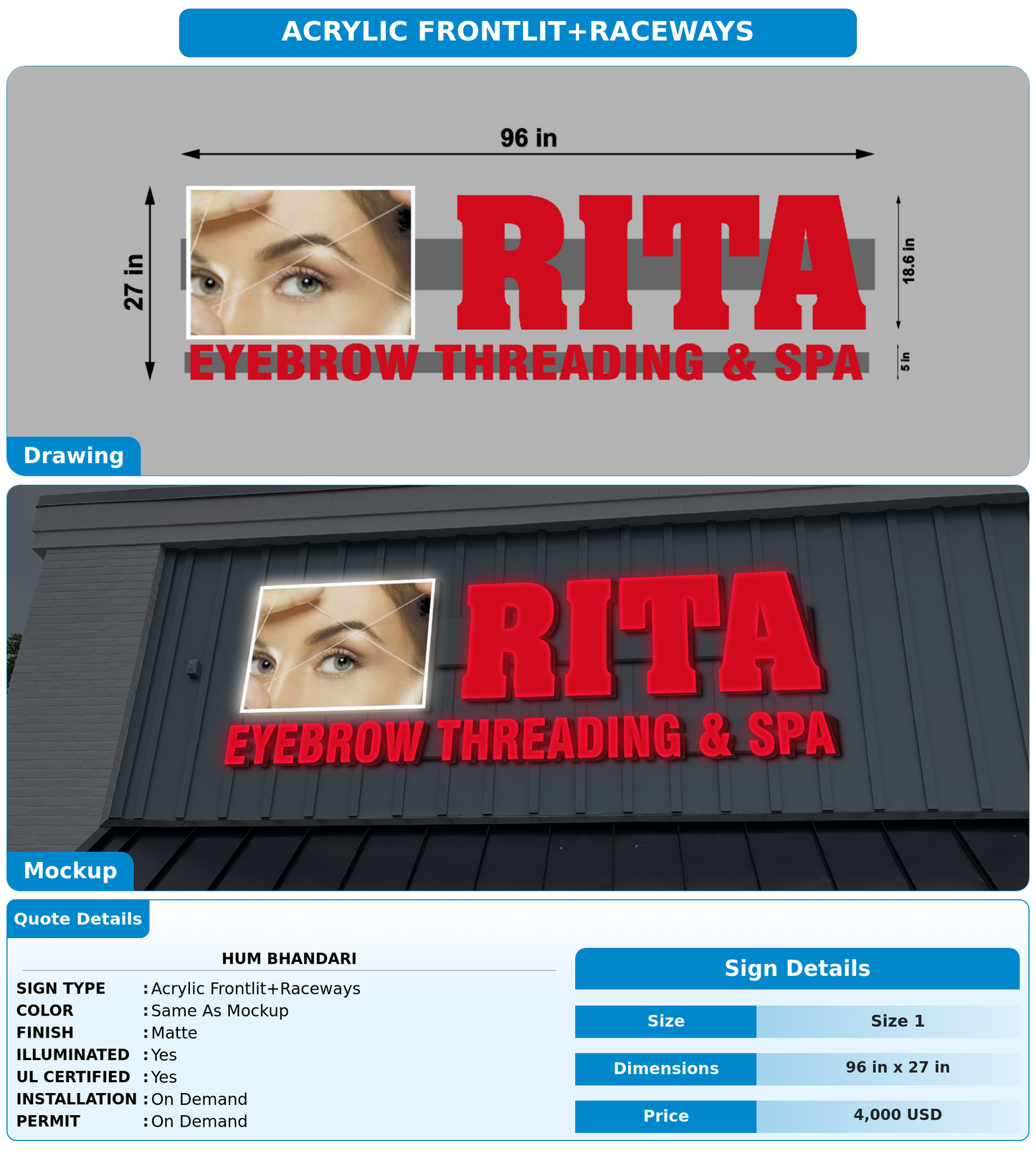 CUSTOM MOCKUP SIGN FOR Hum Bhandari