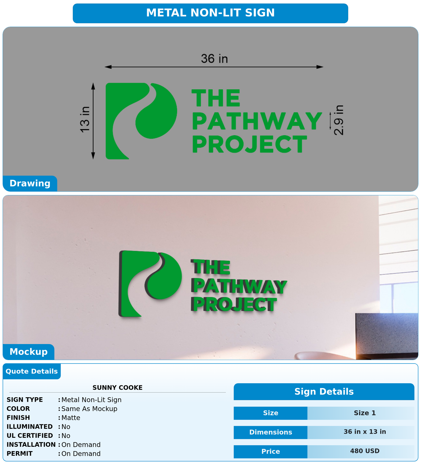 CUSTOM MOCKUP SIGN FOR Sunny COoke