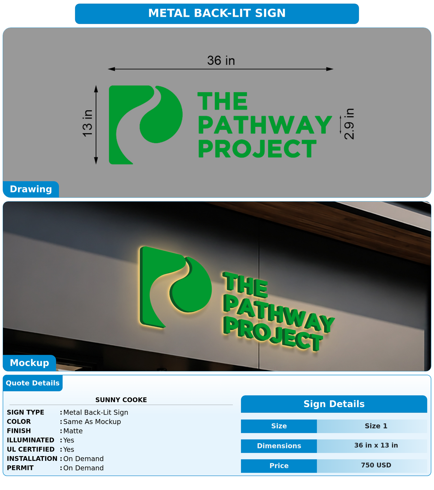 CUSTOM MOCKUP SIGN FOR Sunny COoke