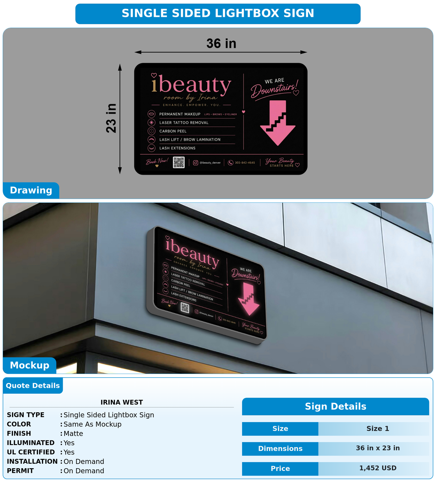 CUSTOM MOCKUP SIGN FOR Irina West
