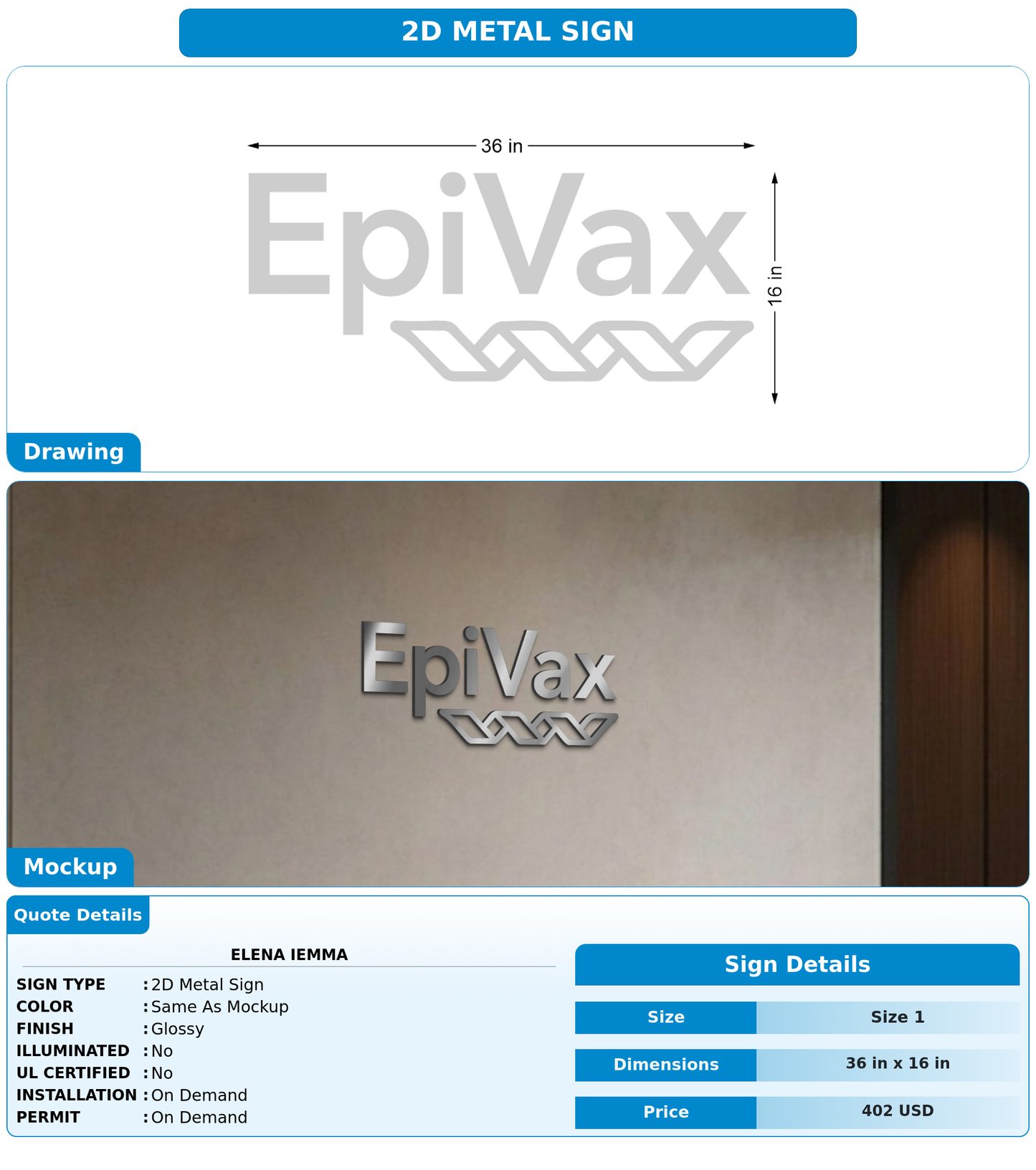 CUSTOM MOCKUP SIGN FOR elena Iemma