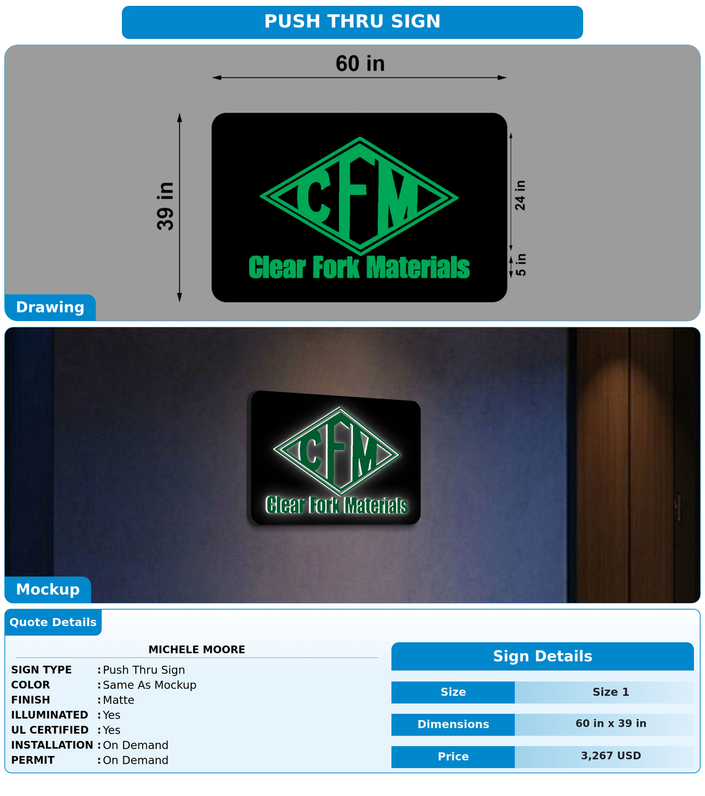 CUSTOM MOCKUP SIGN FOR Michele Moore