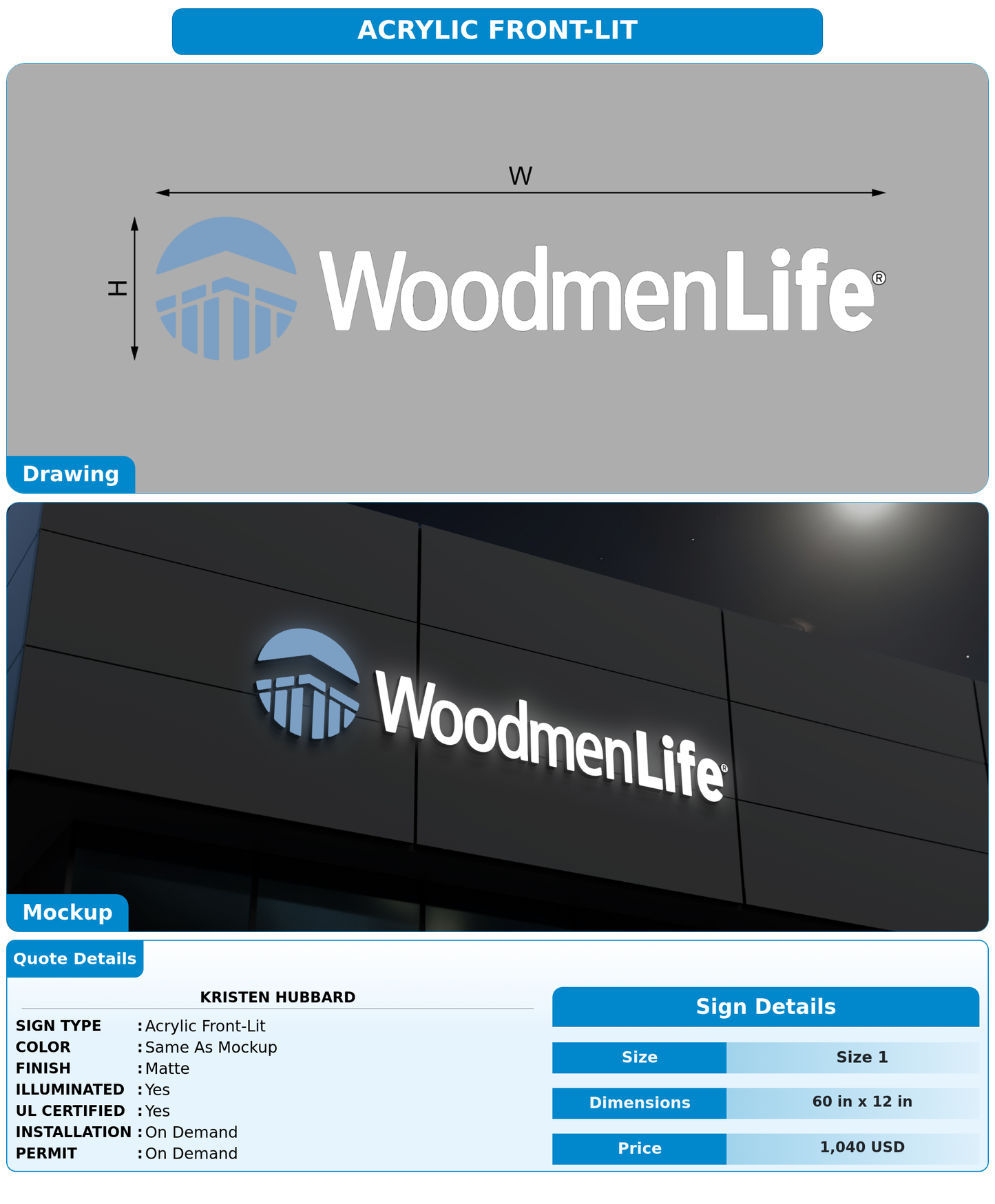 CUSTOM MOCKUP SIGN FOR Kristen Hubbard