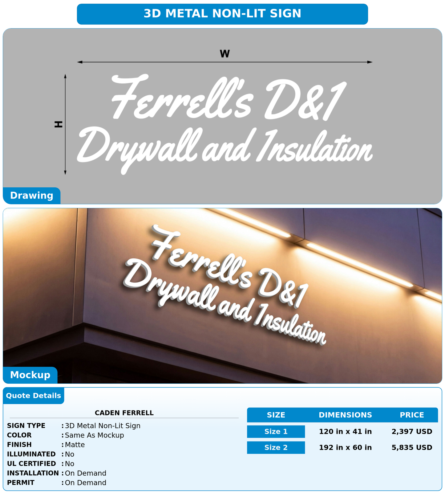 CUSTOM MOCKUP SIGN FOR Caden Ferrell