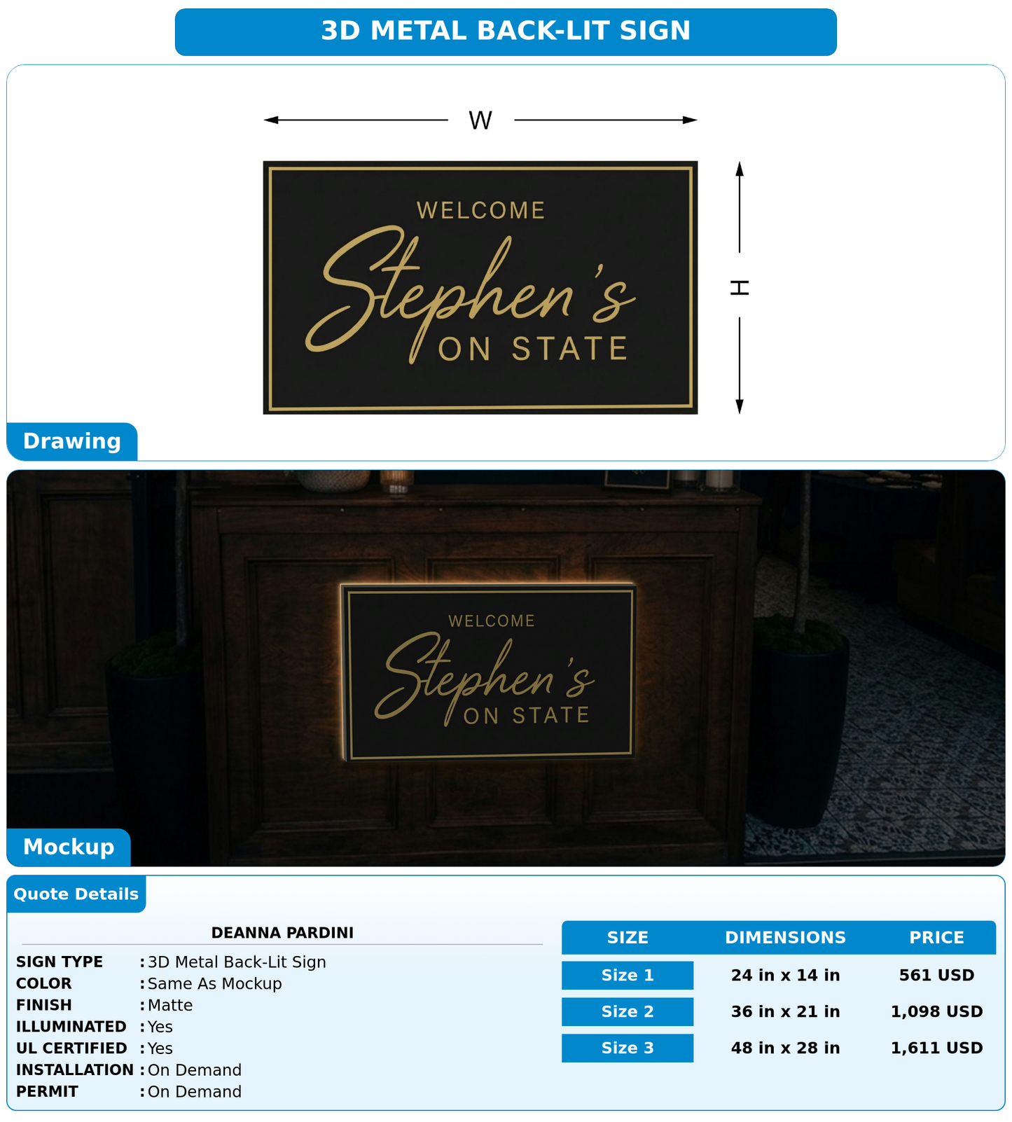 CUSTOM MOCKUP SIGN FOR Deanna Pardini