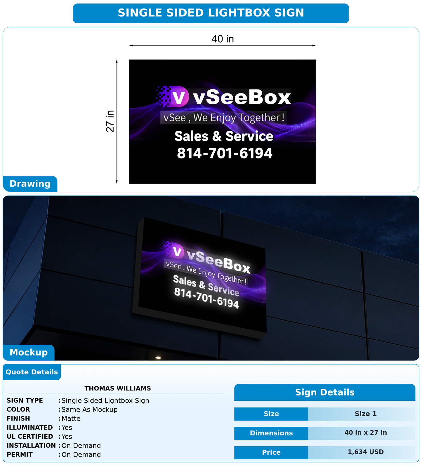 CUSTOM MOCKUP SIGN FOR Thomas Williams