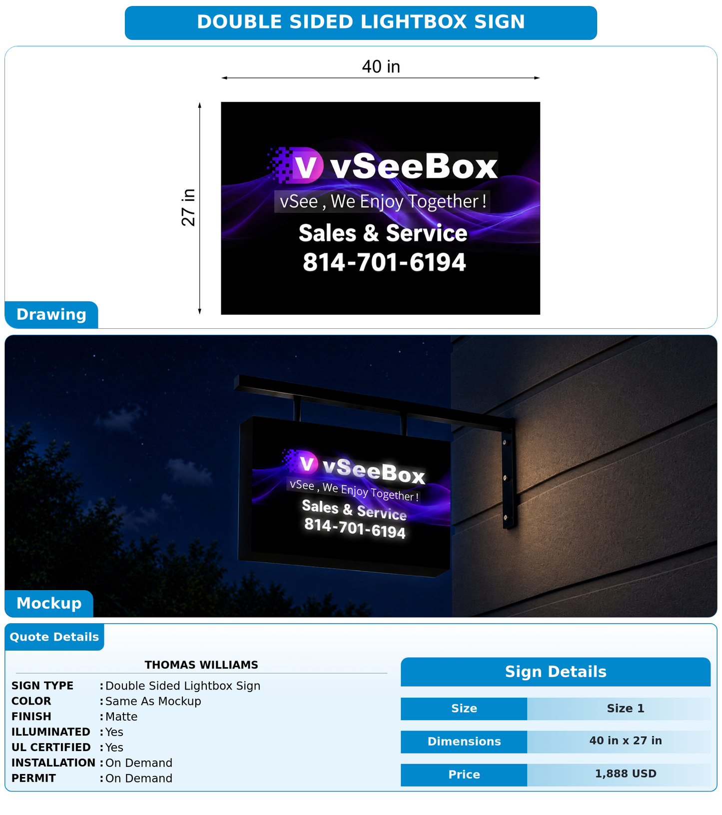 CUSTOM MOCKUP SIGN FOR Thomas Williams