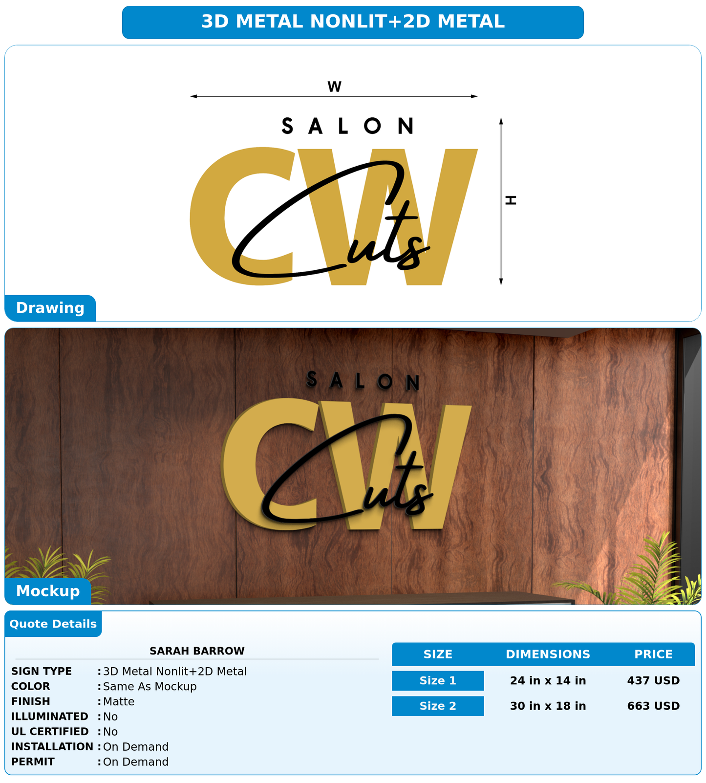 CUSTOM MOCKUP SIGN FOR Sarah barrow