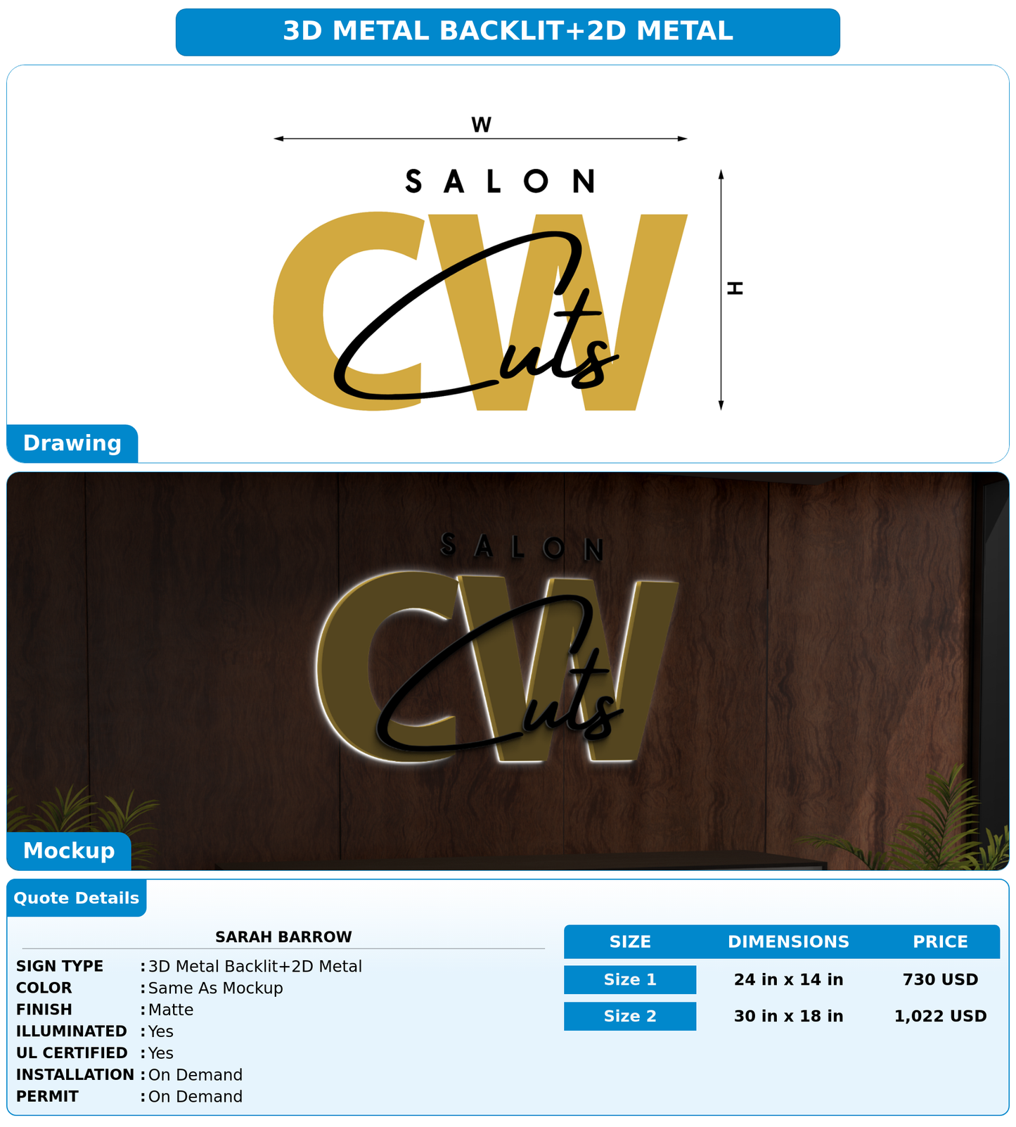 CUSTOM MOCKUP SIGN FOR Sarah barrow