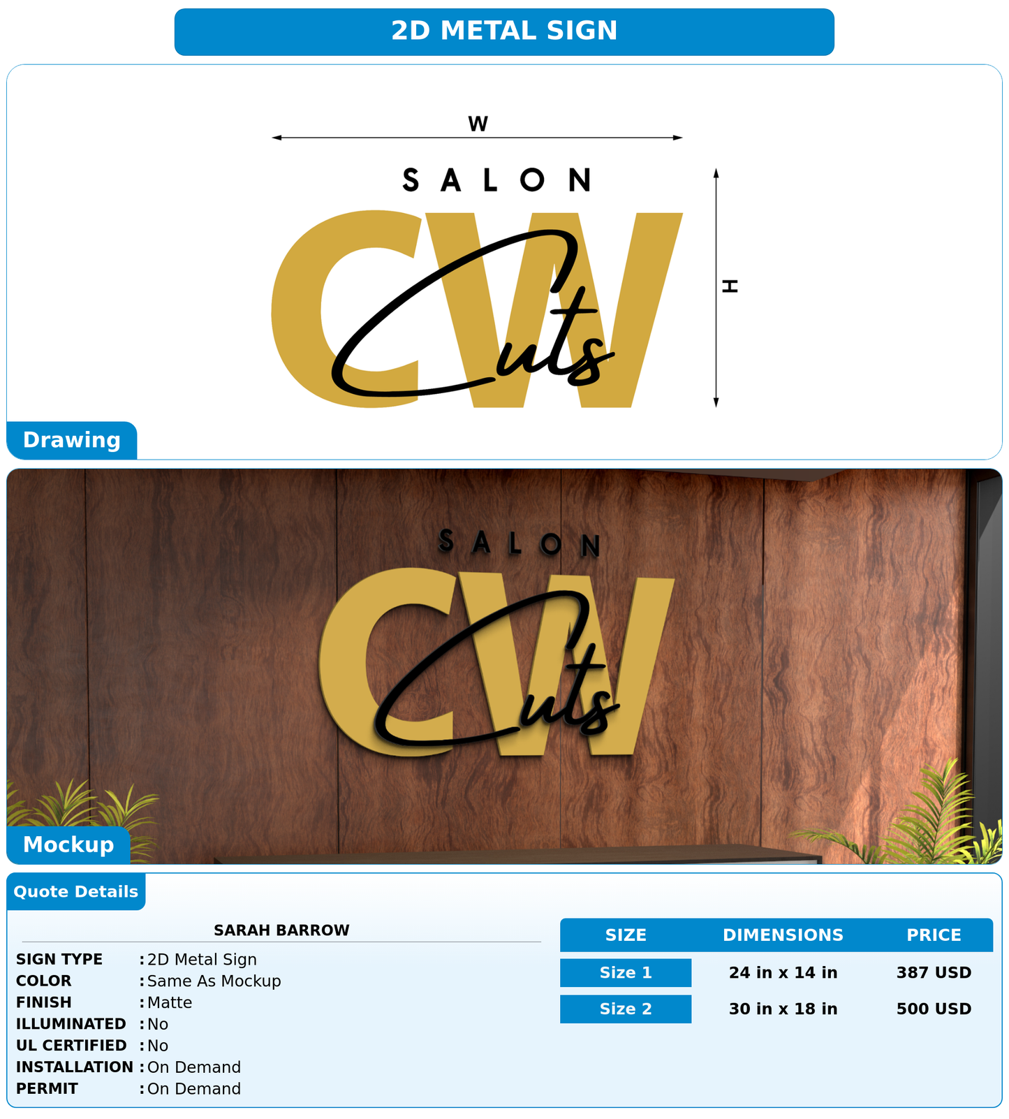 CUSTOM MOCKUP SIGN FOR Sarah barrow