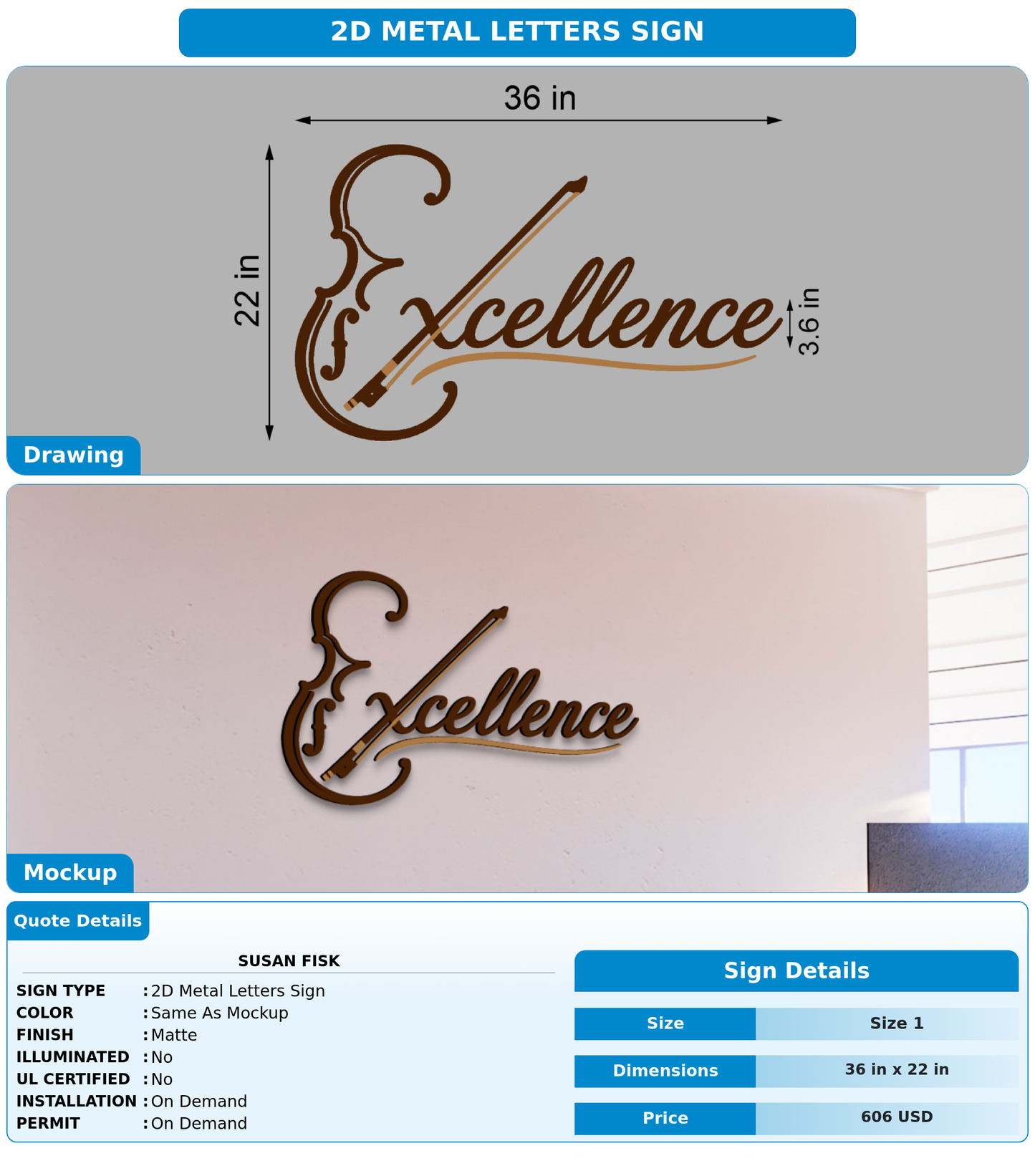 CUSTOM MOCKUP SIGN FOR Susan Fisk