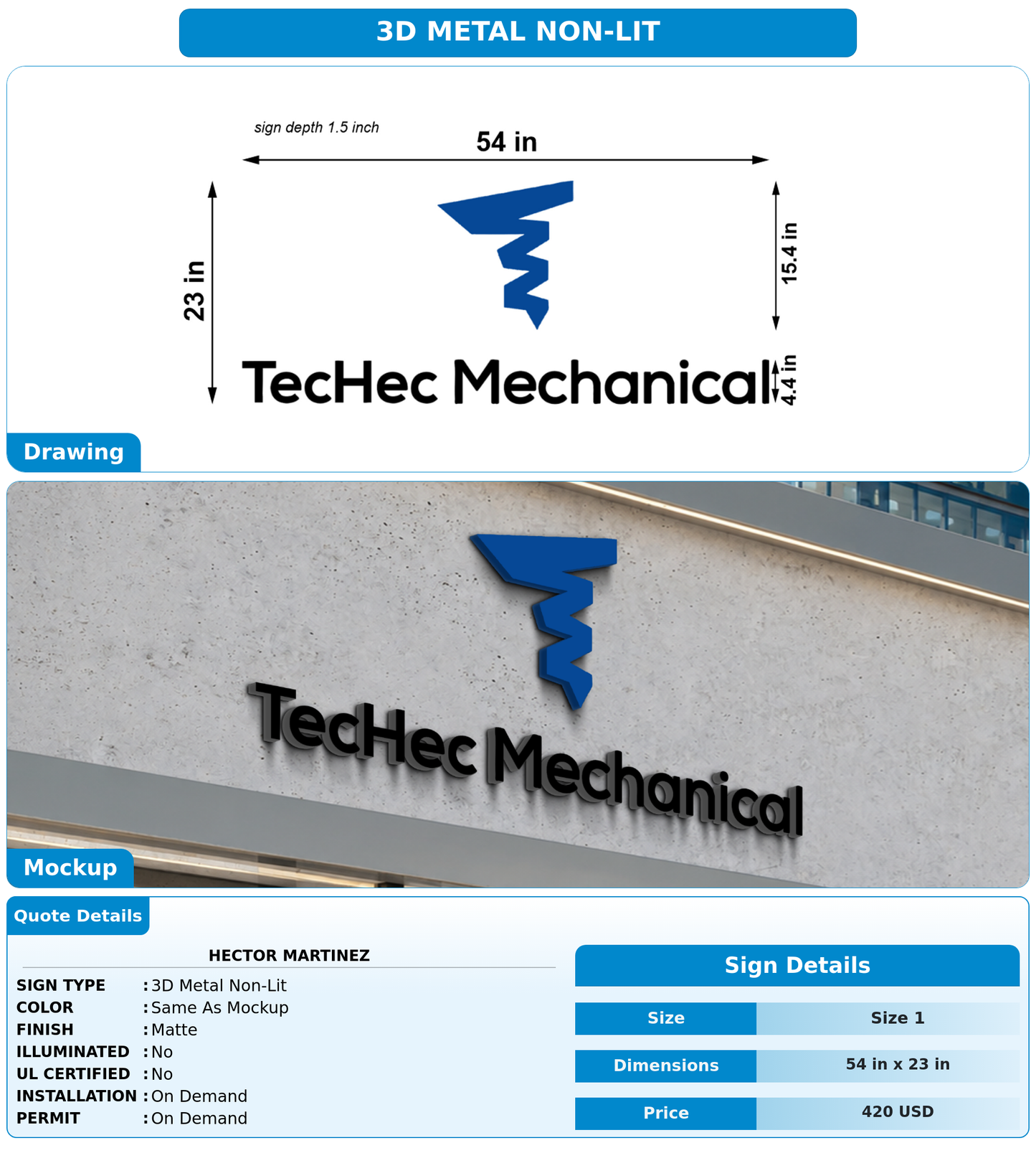 CUSTOM MOCKUP SIGN FOR Hector Martinez