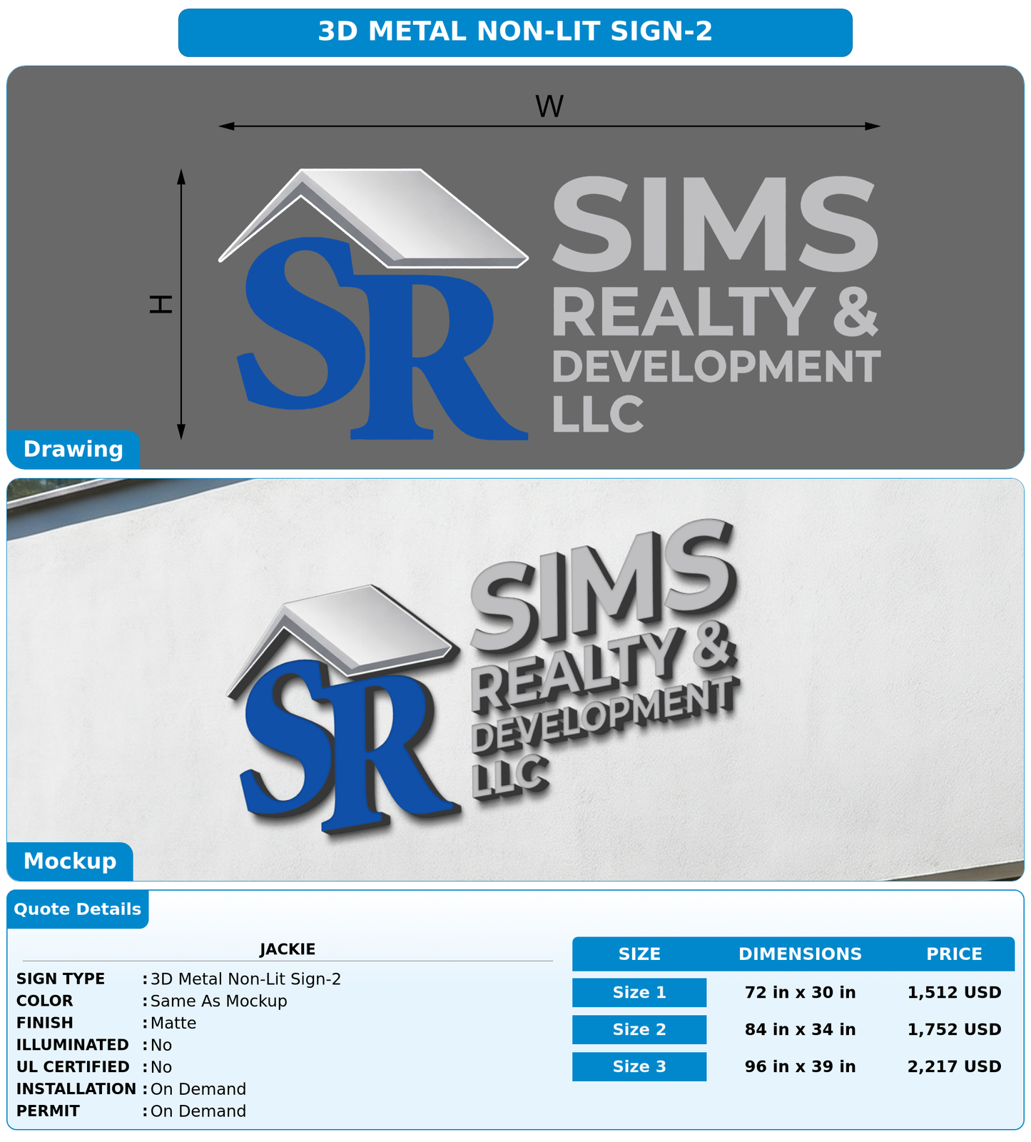 CUSTOM MOCKUP SIGN FOR Jackie