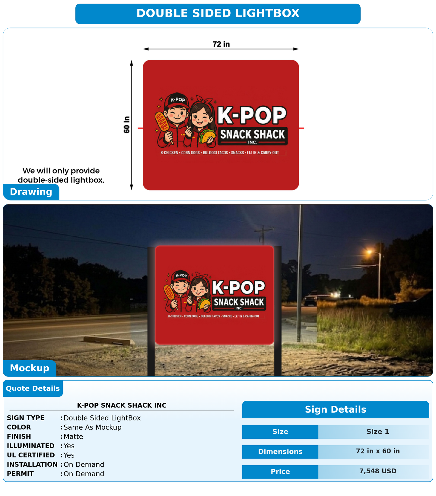 CUSTOM MOCKUP SIGN FOR K-Pop Snack Shack Inc