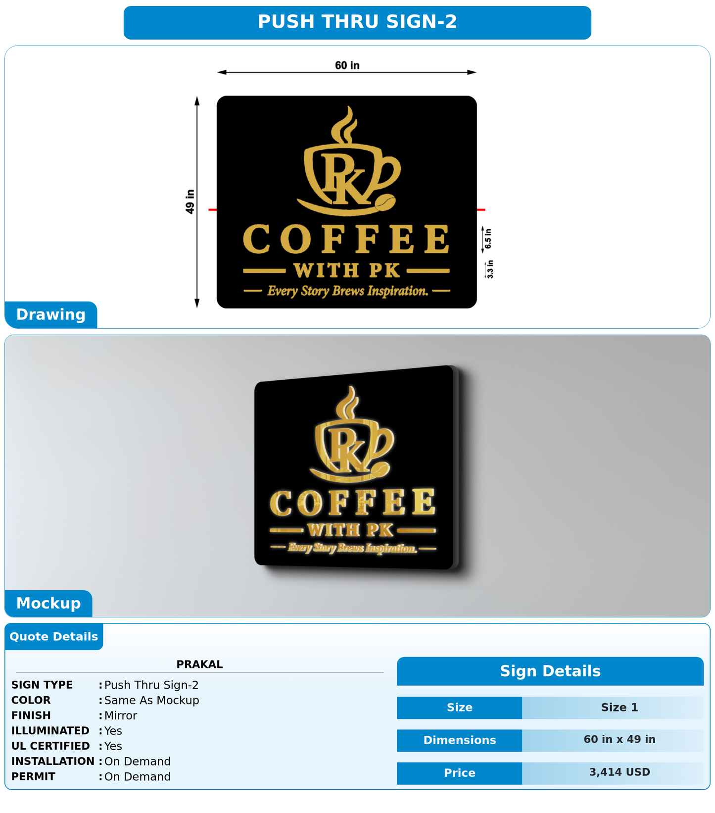 CUSTOM MOCKUP SIGN FOR Prakal