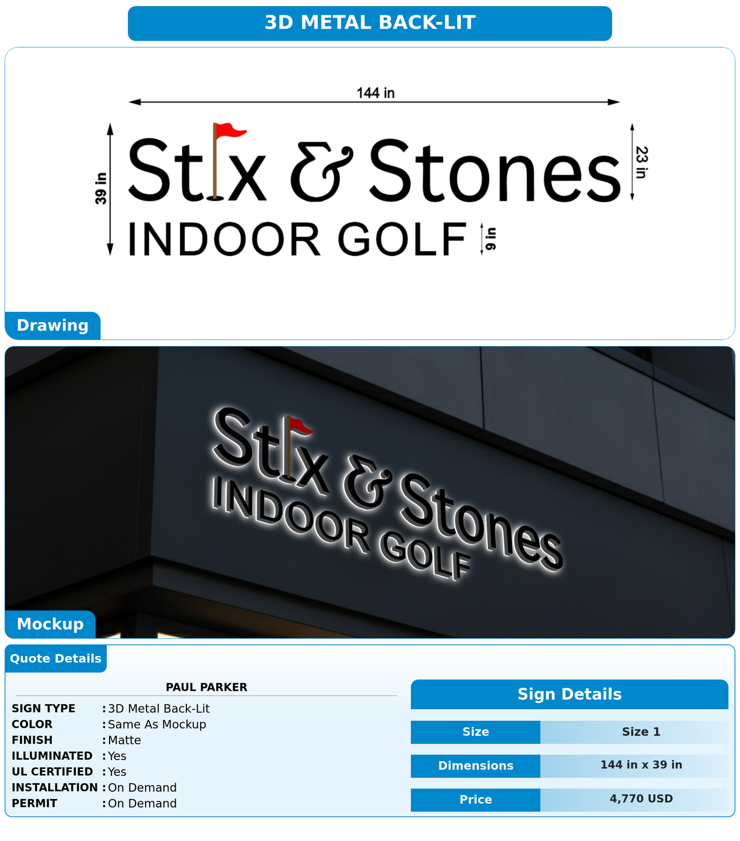 CUSTOM MOCKUP SIGN FOR Paul Parker