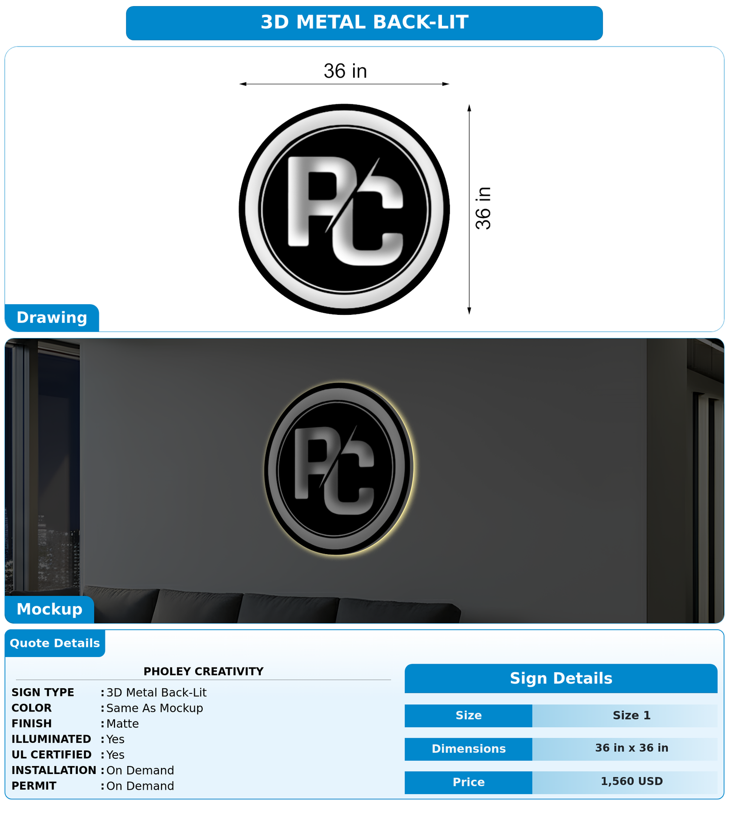 CUSTOM MOCKUP SIGN FOR PHOLEY CREATIVITY