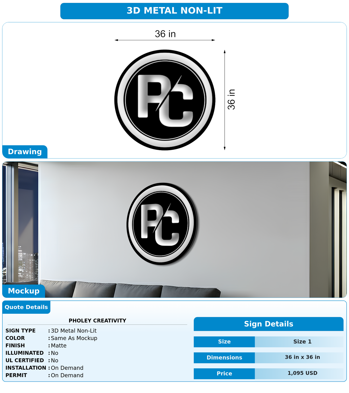CUSTOM MOCKUP SIGN FOR PHOLEY CREATIVITY