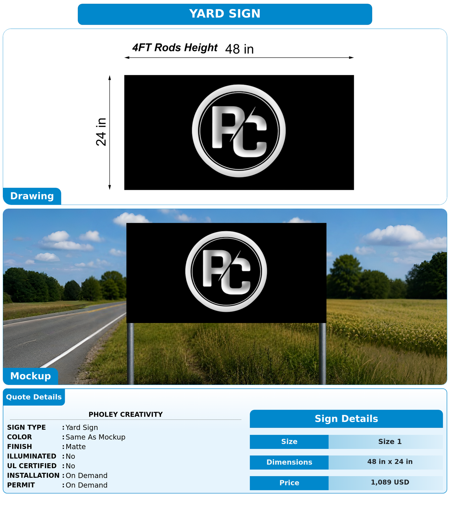 CUSTOM MOCKUP SIGN FOR PHOLEY CREATIVITY