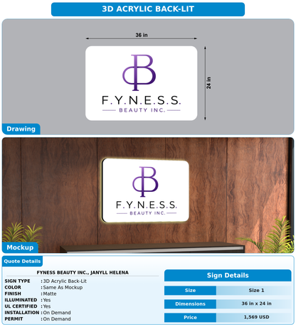 CUSTOM MOCKUP SIGN FOR FYNESS Beauty Inc., Janyll Helena